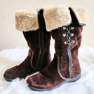 Boots Genuine Suede Leather Mid Calf Motorcycle Buckles Biker Riding Horse